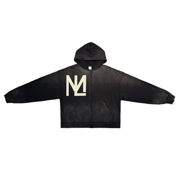 LM Distressed Zip-Up Hoodie