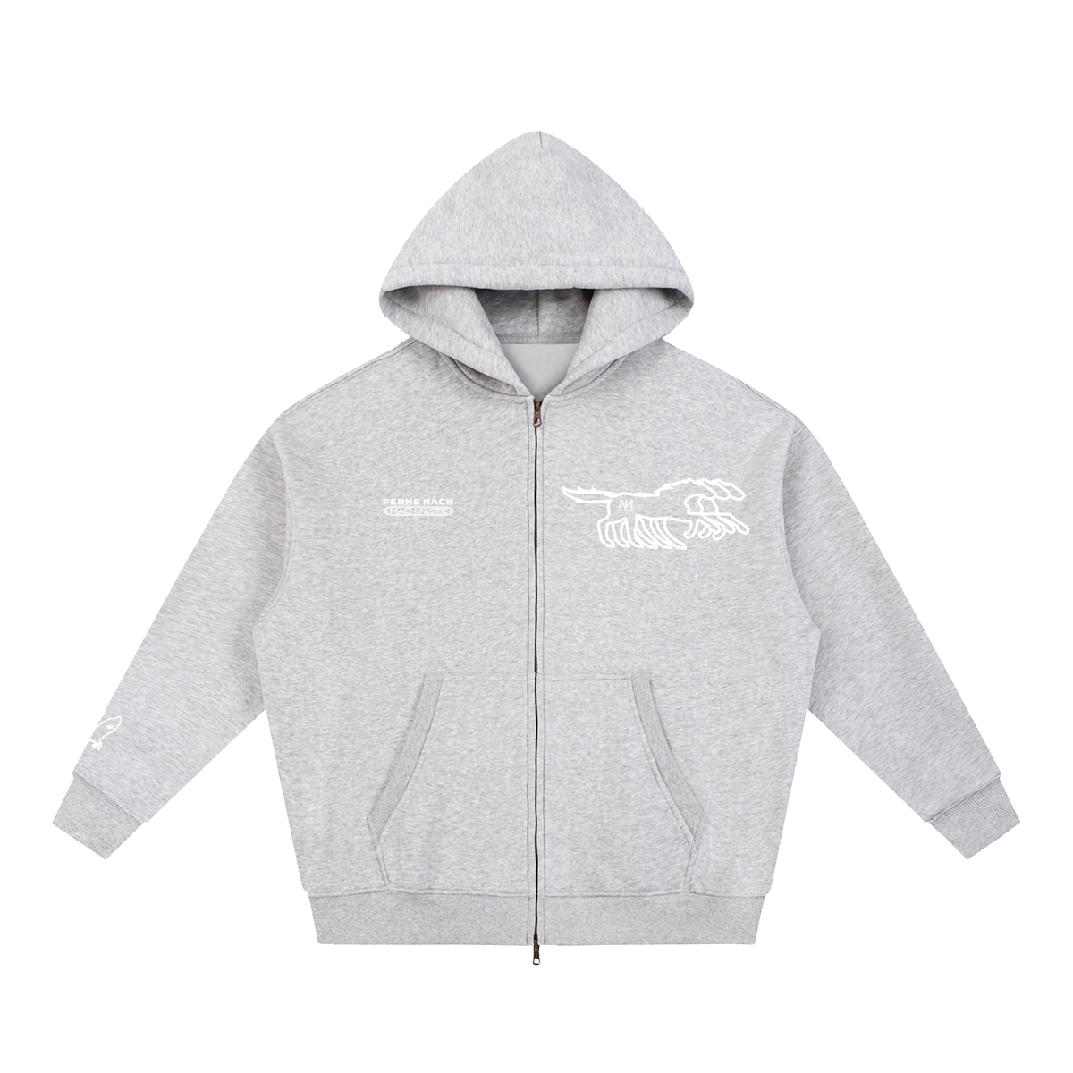 Ferme Zip up Oversized Fleece Boxy Hoodie