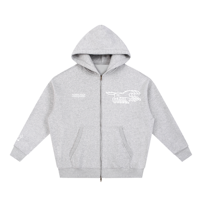 Ferme Zip up Oversized Fleece Boxy Hoodie