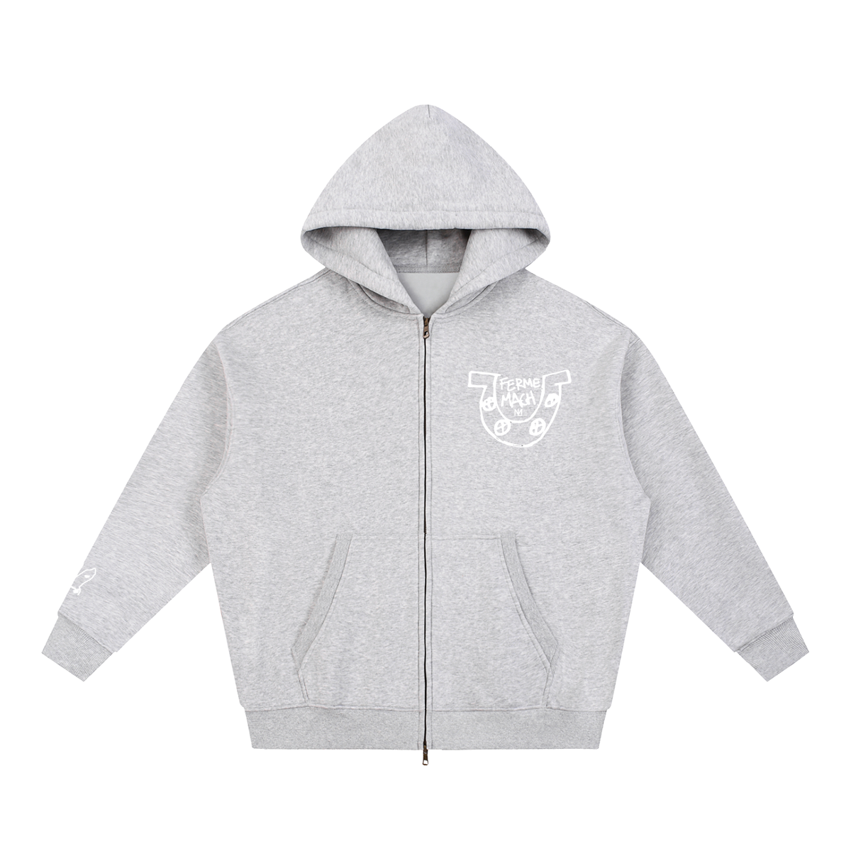 HorseShoe Ferme Zip up Oversized Fleece Boxy Hoodie