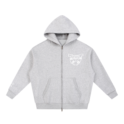 HorseShoe Ferme Zip up Oversized Fleece Boxy Hoodie