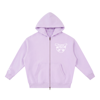HorseShoe Ferme Zip up Oversized Fleece Boxy Hoodie