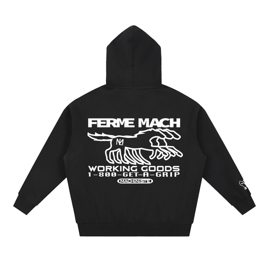 Ferme Zip up Oversized Fleece Boxy Hoodie