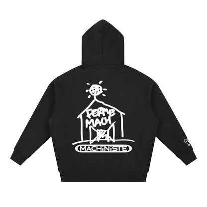 HorseShoe Ferme Zip up Oversized Fleece Boxy Hoodie