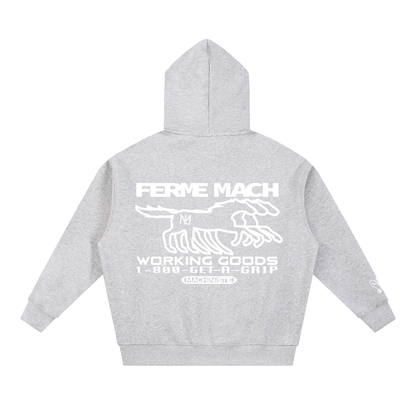Ferme Zip up Oversized Fleece Boxy Hoodie